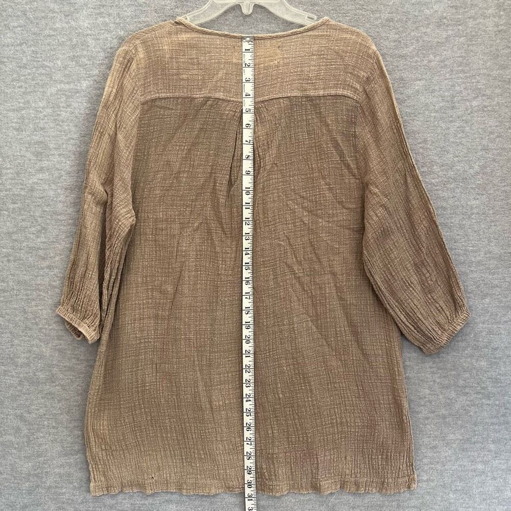 M. Rena Boho Lagenlook Gauze Tunic Womens Medium Beachy Artsy Breezy Made in USA - Picture 11 of 13
